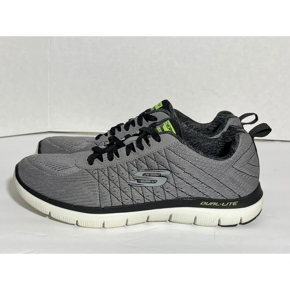 Skechers Mens Lite-Weight Dual-Lite Gray Black Sneakers 52185‎ LGBK Mens 8
